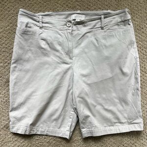 Talbots Stone 14P cotton Bermuda Shorts with Flat-Front Design 9” inseam